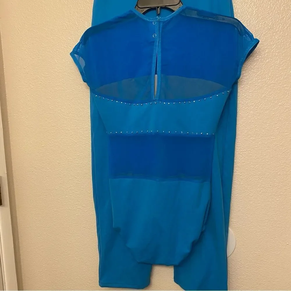 Kelle dance costume aqua blue 2 piece pants NEW SUITS YOU LEOTARD 5349 SA